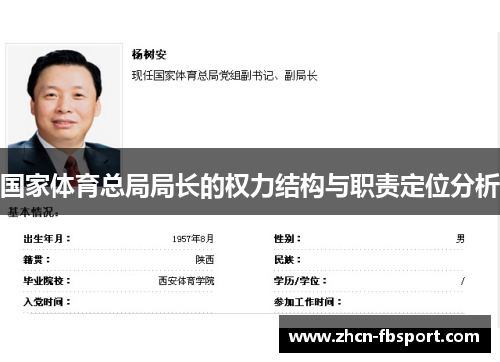 国家体育总局局长的权力结构与职责定位分析